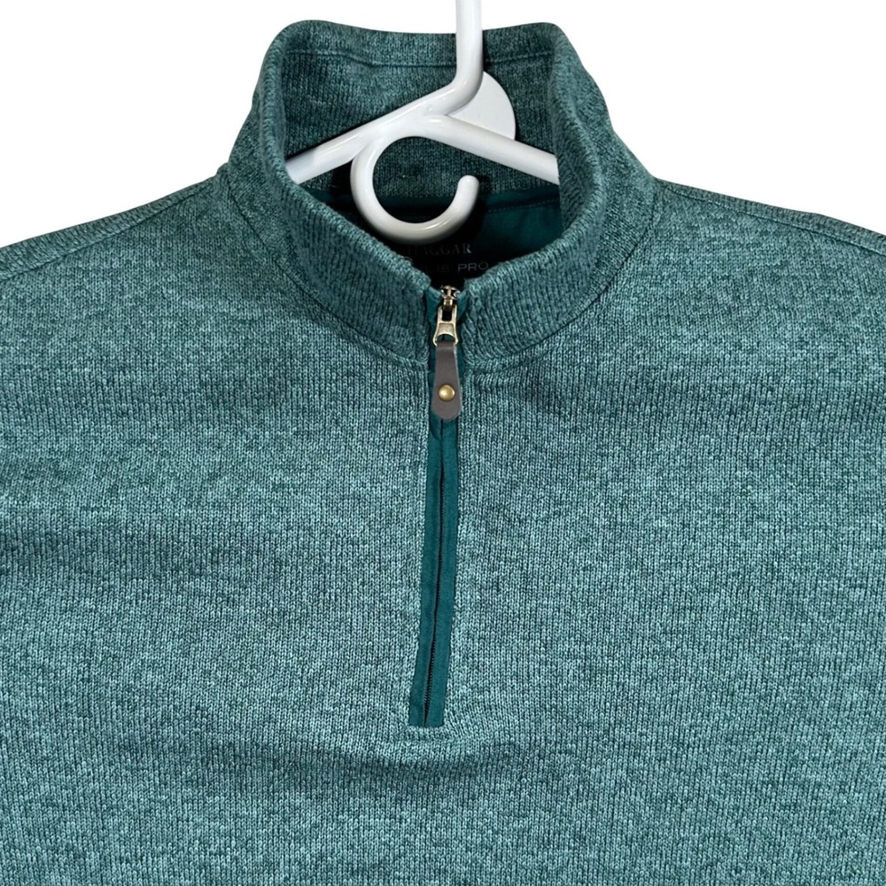 Haggar Cool 18 Pro Mens‎ Large Teal Green Heathered Quarter Zip Pullover Sweater